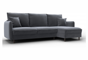 Диван угловой Лига-064 НПБ угол универсальный SEVEN 17 серый (Велюр)