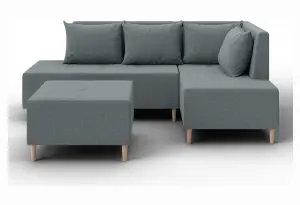 Диван угловой модульный с пуфом Лига-126 угол правый Амур 07 серый (Рогожка)