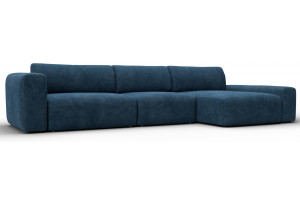 Диван угловой Лига-066 НПБ Лонг угол правый BRUT 11 синий (Велюр)