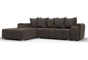 Диван угловой Лига-121 левый угол Амур 05 коричневый (Рогожка)