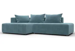 Диван угловой Лига-103 НПБ угол левый SEVEN 113 бирюзовый (Велюр)