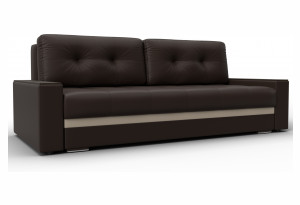 Диван прямой с декором Лига-096 НПБ Коричневый/Бежевый (Экокожа)