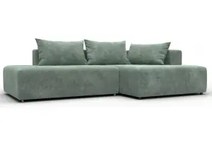 Диван угловой Лига-103 НПБ угол правый BRUT 08 зеленый (Велюр)