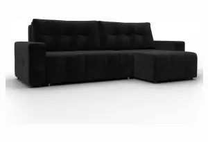 Диван угловой Лига-122 угол универсальный SEVEN 35 черный (Велюр)