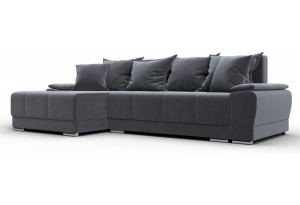 Диван угловой Лига-119 угол левый SEVEN 17 серый (Велюр)