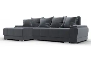 Диван угловой Лига-119 угол левый SEVEN 17 серый (Велюр)