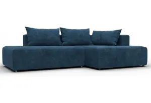 Диван угловой Лига-103 НПБ угол правый BRUT 11 синий (Велюр)