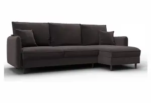 Диван угловой Лига-064 НПБ угол универсальный SEVEN 727 коричневый (Велюр)
