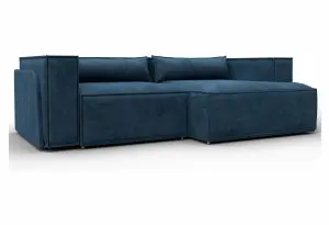 Диван угловой Лига-061 угол правый BRUT 11 синий (Велюр)
