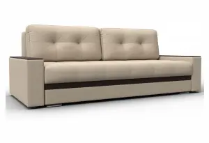 Диван прямой с декором Лига-096 НПБ Бежевый/Коричневый (Экокожа)