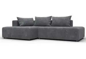 Диван угловой Лига-103 НПБ угол левый BRUT 16 темно-серый (Велюр)
