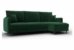 Диван угловой Лига-064 НПБ угол универсальный SEVEN 626 зеленый (Велюр)