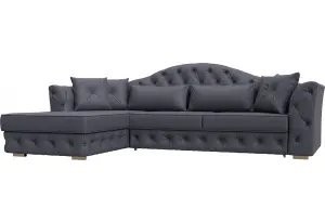 Диван угловой Артис левый угол GRIFON 15 серый (Экокожа)