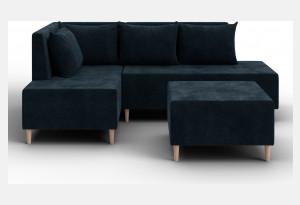 Диван угловой модульный с пуфом Лига-126 угол левый LAIM 21 графит (Велюр)