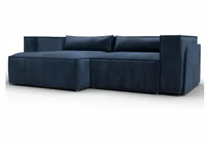 Диван угловой Лига-061 угол левый BRUT 11 синий (Велюр)
