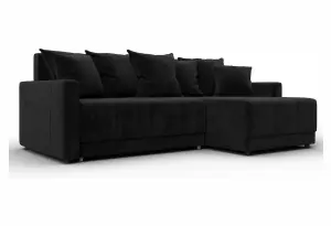 Диван угловой Лига-125 угол универсальный SEVEN 35 черный (Велюр)
