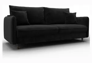 Диван прямой Лига-064 НПБ SEVEN 35 черный (Велюр)