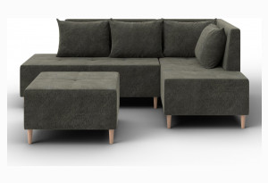 Диван угловой модульный с пуфом Лига-126 угол правый LAIM 10 темно-коричневый (Велюр)