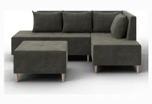 Диван угловой модульный с пуфом Лига-126 угол правый LAIM 10 темно-коричневый (Велюр)