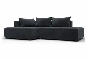 Диван угловой Лига-103 НПБ угол левый TOWER 11 темно-серый (Велюр)