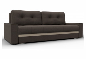 Диван прямой с декором Лига-096 НПБ Коричневый/Бежевый (Рогожка;Экокожа)