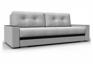 Диван прямой с декором Лига-096 НПБ Белый/Черный (Экокожа)