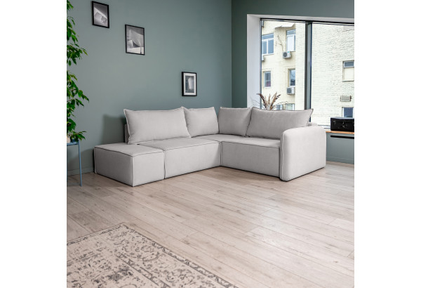 ПОРТЛЕНД 2XL Диван угловой с банкеткой светло-серый, букле - главное фото