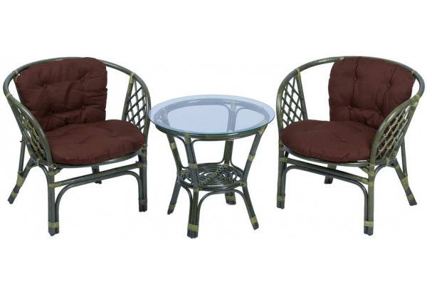 Багама дуэт из ротанга в оливе (подушки коричневые) - главное фото