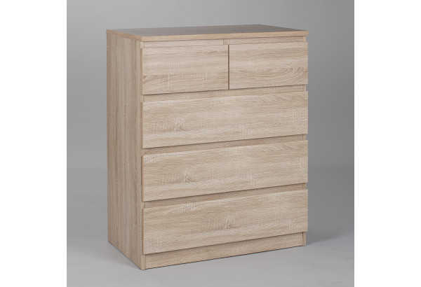 Комод МАЛЬТА высокий с пятью выдвижными ящиками, цвет Дуб Сонома - главное фото