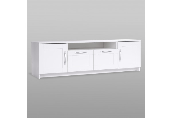 Тумба СИРИУС под телевизор напольня широкая с двумя ящиками, цвет белый - главное фото