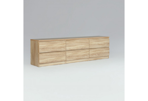 Тумба КАСТОР длинная с шестью ящиками, цвет Дуб Сонома - главное фото