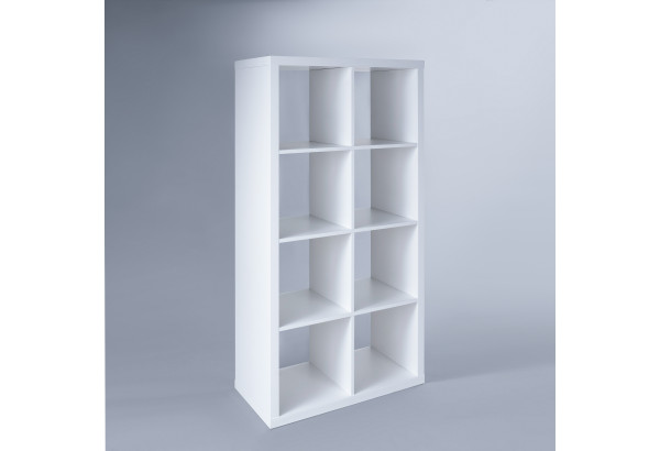 Стеллаж Фора 8, прямоуголной формы с двумя рядами ячеек, тамбурат, цвет белый - главное фото