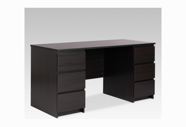 Стол КАСТОР письменный двухтумбовый с шестью ящиками, цвет Дуб Венге - главное фото