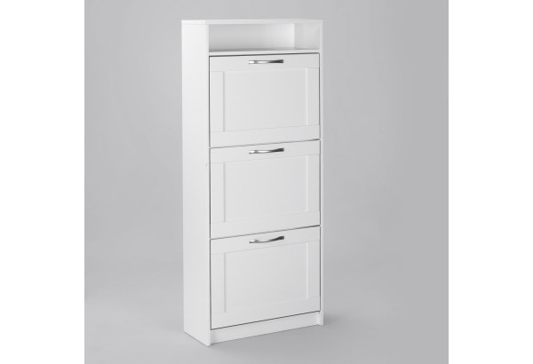 Тумба СИРИУС с нишей и тремя откидными полками для обуви, цвет белый - главное фото