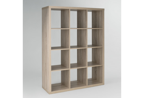 Стеллаж Фора 12, широкий стеллаж с открытыми ячейками, тамбурат, цвет дуб беленый - главное фото
