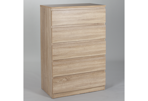 Комод МАЛЬТА высокий с пятью одинаковыми выдвижными ящиками, цвет Дуб Сонома - главное фото