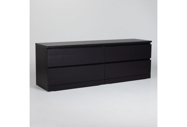 Комод Варма 4Д низкий с четырьмя выдвижными ящиками, цвет ясень черный - главное фото