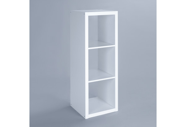 Стеллаж Фора 3, с тремя открытыми ячейками, тамбурат, цвет белый - главное фото