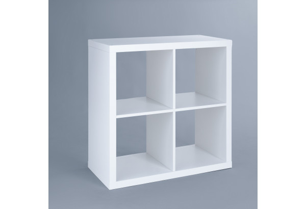 Стеллаж Фора 4, квадратной формы с четырьми открытыми ячейками, тамбурат, цвет белый - главное фото