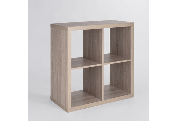 Стеллаж Фора 4, квадратной формы с четырьмя открытыми ячейками, тамбурат, цвет дуб беленый - главное фото