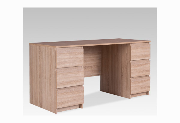 Стол КАСТОР письменный двухтумбовый с шестью ящиками, цвет Дуб Сонома - главное фото