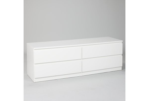 Комод МАЛЬТА низкий с четырьмя выдвижными ящиками, цвет белый - главное фото