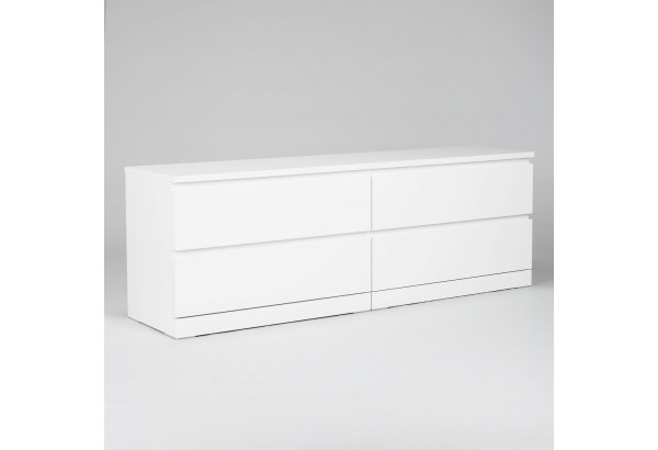 Комод Варма 4Д низкий с четырьмя выдвижными ящиками, цвет белый - главное фото