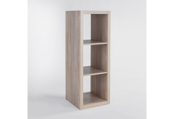 Стеллаж Фора 3, с тремя открытыми ячейками, тамбурат, цвет дуб беленый - главное фото