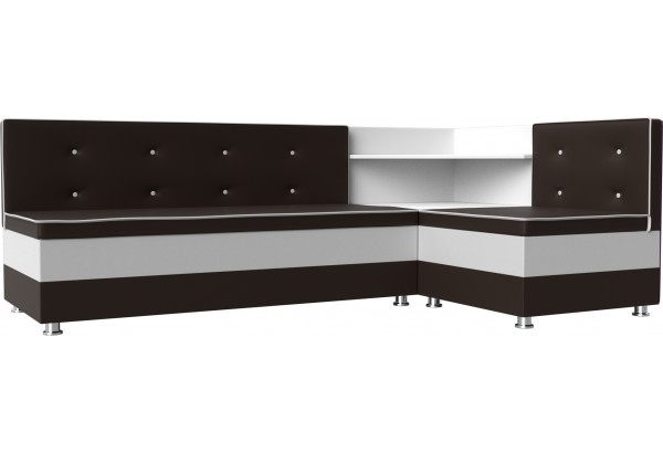 Кухонный угловой диван Милан коричневый/белый (Экокожа) - главное фото