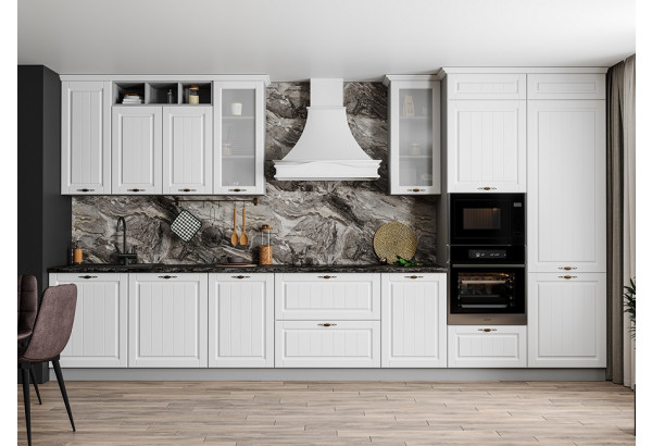 Модульная кухня "Империя" Белый эмалит МДФ Композиция № 2 - главное фото