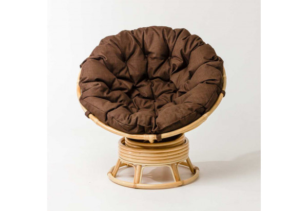 Кресло Папасан вращающийся с коричневой подушкой - главное фото