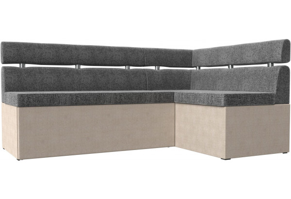 Кухонный угловой диван Классик серый/бежевый (Рогожка) - главное фото