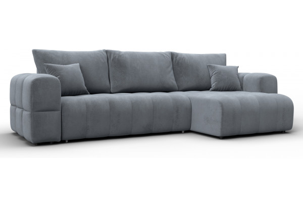 Диван угловой Лига-110 НПБ угол универсальный TOWER 10 серый (Велюр) - главное фото