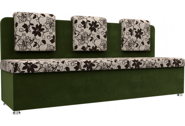 Кухонный прямой диван Маккон 3-х местный бежевый/зеленый (Рогожка) - главное фото